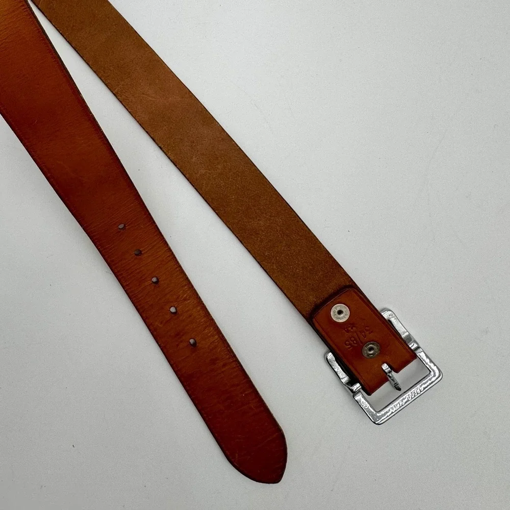 Safariland Leather Belt Solid Brass Removable Buckle Mens 34 Brown Western Vtg